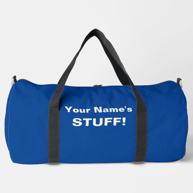 Add Your Name Text Subject (or 2 lines) Blue     Duffle Bag (Front)