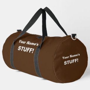 Add Your Name Text Subject (or 2 lines) Brown Duffle Bag