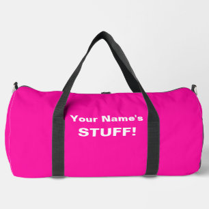 Add Your Name Text Subject (or 2 lines) Hot Pink Duffle Bag