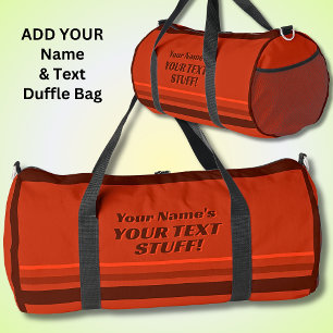 Add Your Name & Text Subject Red Striped Duffle Bag