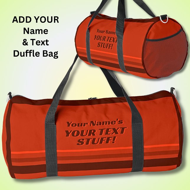 Add Your Name & Text Subject Red Striped Duffle Bag (Creator Uploaded)