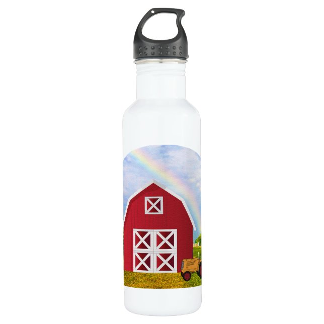 Add Your Name to Red Barn with Blue Sky 710 Ml Water Bottle (Front)