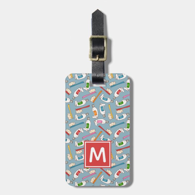 Add Your Name | Toothbrush & Toothpaste Pattern Luggage Tag (Front Vertical)