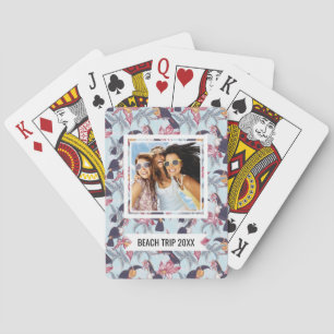 Add Your Name Toucans With Exotic Flowers Playing Cards