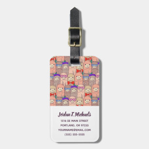 Add Your Name Trendy Dressed Llama Pattern Luggage Tag