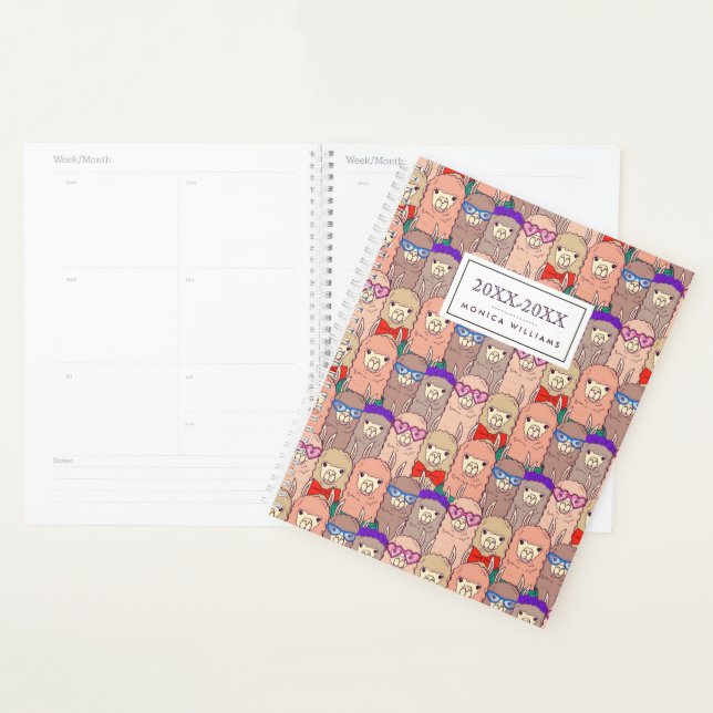Add Your Name | Trendy Dressed Llama Pattern Planner (Display)