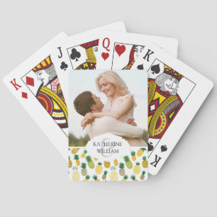 Add Your Name Trendy Pineapple Pattern Playing Cards