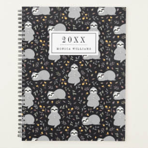 Add Your Name   Tropical Baby Sloth Pattern Planner