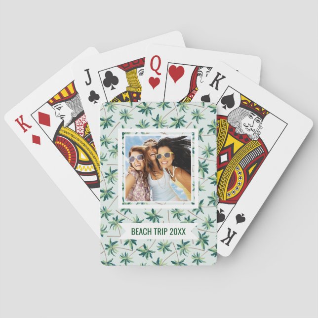Add Your Name | Tropical Foxtail Palm Playing Cards (Back)