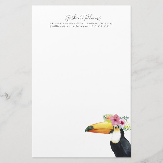 Add Your Name | Tropical Halo - Toucan Stationery (Front)