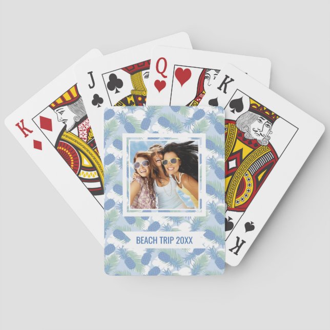 Add Your Name | Tropical Pastel Pineapple Pattern Playing Cards (Back)
