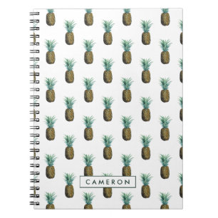 Add Your Name Tropical Pineapple Watercolor Notebook