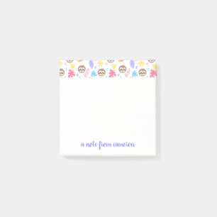Add Your Name   Tropical Sloth & Leaves Pattern Post-it Notes