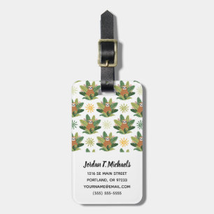 Add Your Name Tropical Sloth Pattern Luggage Tag