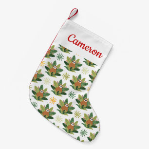 Add Your Name   Tropical Sloth Pattern Small Christmas Stocking