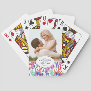 Add Your Name Tropical Watercolor Pattern Playing Cards