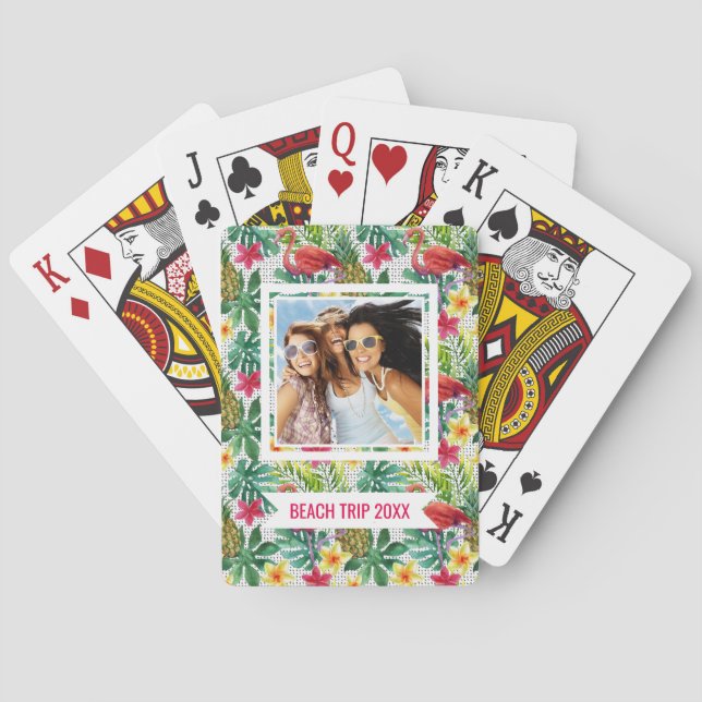 Add Your Name | Tropical Watercolor Playing Cards (Back)