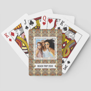 Add Your Name Turtle Floral Pattern Playing Cards