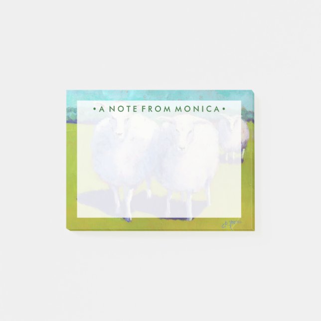 Add Your Name | Two Sheep In Field Post-it Notes (Front)