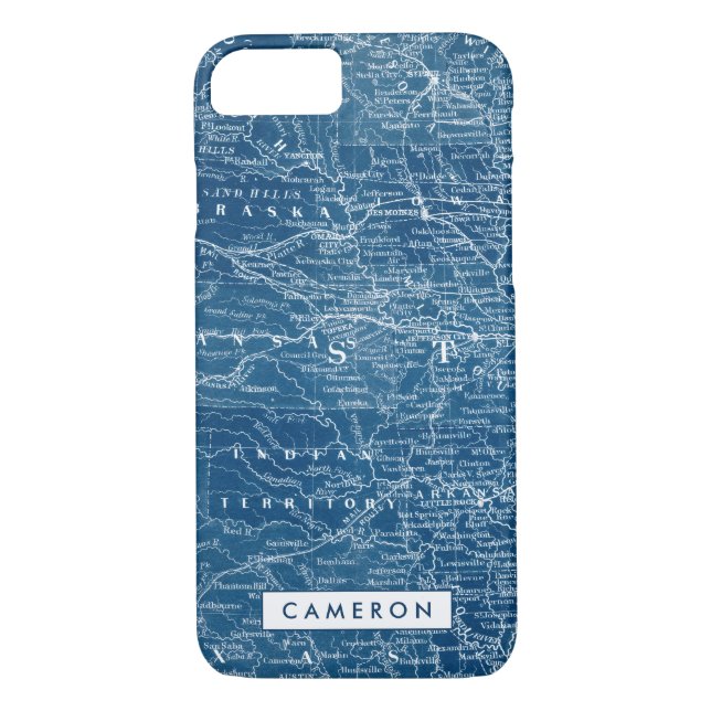Add Your Name | US Map Blueprint Case-Mate iPhone Case (Back)