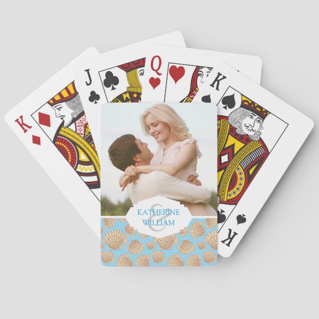 Add Your Name | Vintage Style Seashell Pattern Playing Cards (Back)