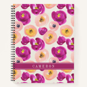 Add Your Name Watercolor Botanical Pattern Notebook