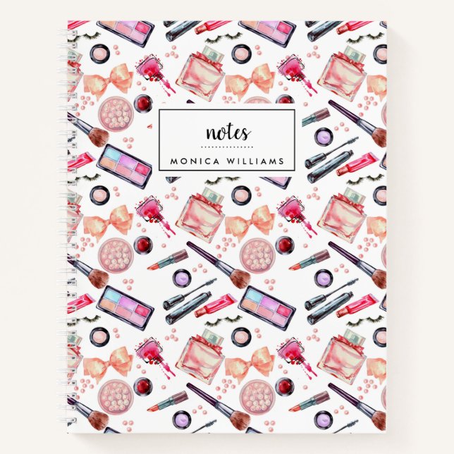 Add Your Name | Watercolor Makeup Pattern Notebook (Front)
