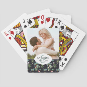 Add Your Name Watercolor Palm Pattern Playing Cards