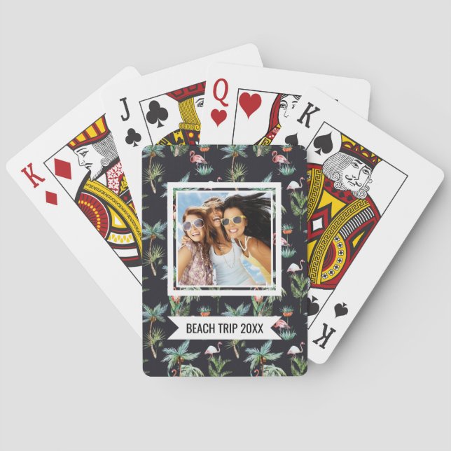 Add Your Name | Watercolor Palm Pattern Playing Cards (Back)