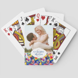 Add Your Name Watercolor Parrots Playing Cards