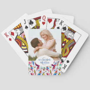 Add Your Name Watercolor Style Parrots Playing Cards
