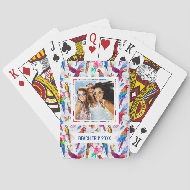 Add Your Name | Watercolor Style Parrots Playing Cards (Back)