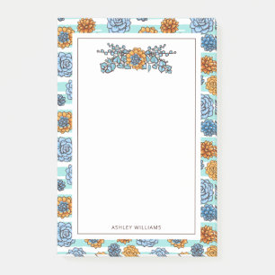 Add Your Name Watercolor Succulent Post-it Notes