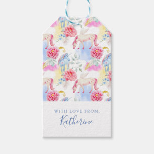 Add Your Name Watercolor Unicorn & Pegasus Gift Tags