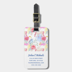 Add Your Name Watercolor Unicorn & Pegasus Luggage Tag