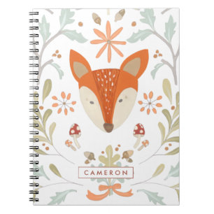 Add Your Name   Whimsical Woodland Fox Notebook