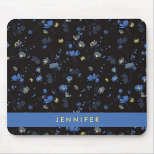 Add Your Name   Wind Blown Floral Pattern Mouse Pad