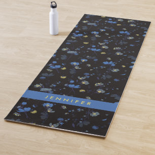 Add Your Name Wind Blown Floral Pattern Yoga Mat