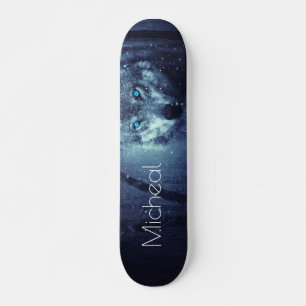 ADD YOUR NAME/Wolf in the snow skateboard