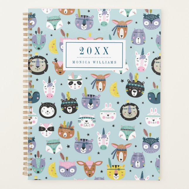 Add Your Name/Year | Cute Tribal Face Planner (Front)