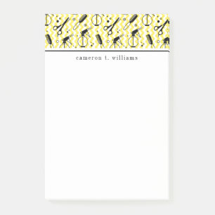 Add Your Name   Yellow Hairdresser Tool Pattern Post-it Notes