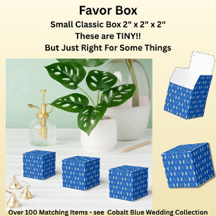 Add Your Names Cobalt Blue & White Roses Favour Box
