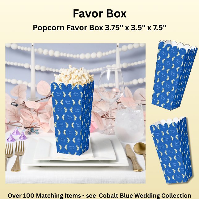 Add Your Names Cobalt Blue & White Roses Favour Box (Creator Uploaded)