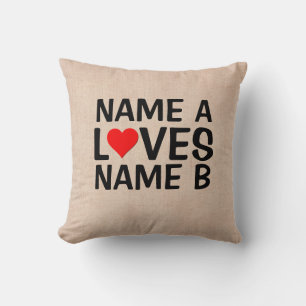 Add Your Names  - Name Loves Heart Name  Coffee Mu Cushion