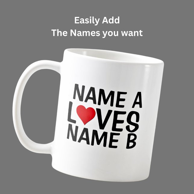Add Your Names  - Name Loves Heart Name  Coffee Mug (Creator Uploaded)