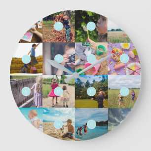 Add your own 16 Photo Customisable Collage Clock