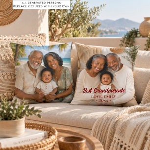 Add Your Own 2 Photos Best Grandparents  Cushion