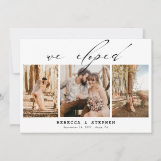 Add Your Own 4 Photo Elegant Wedding Elopement Invitation