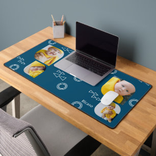 Add Your Own 4 Photographs and Text Personalised Desk Mat