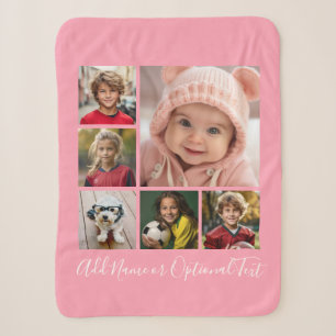Add Your Own 6 Photos Collage -- CAN edit pink Sherpa Blanket